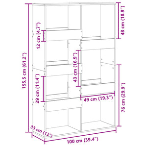 Raumteiler Regal Altholz-Optik 100cm