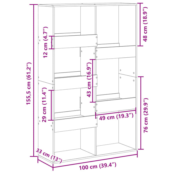 Raumteiler Regal Altholz-Optik 100cm