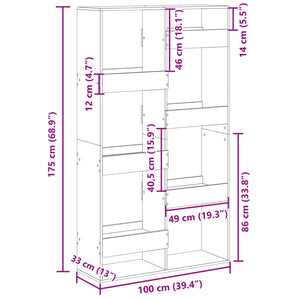 Raumteiler Regal Weiß 100x175 cm