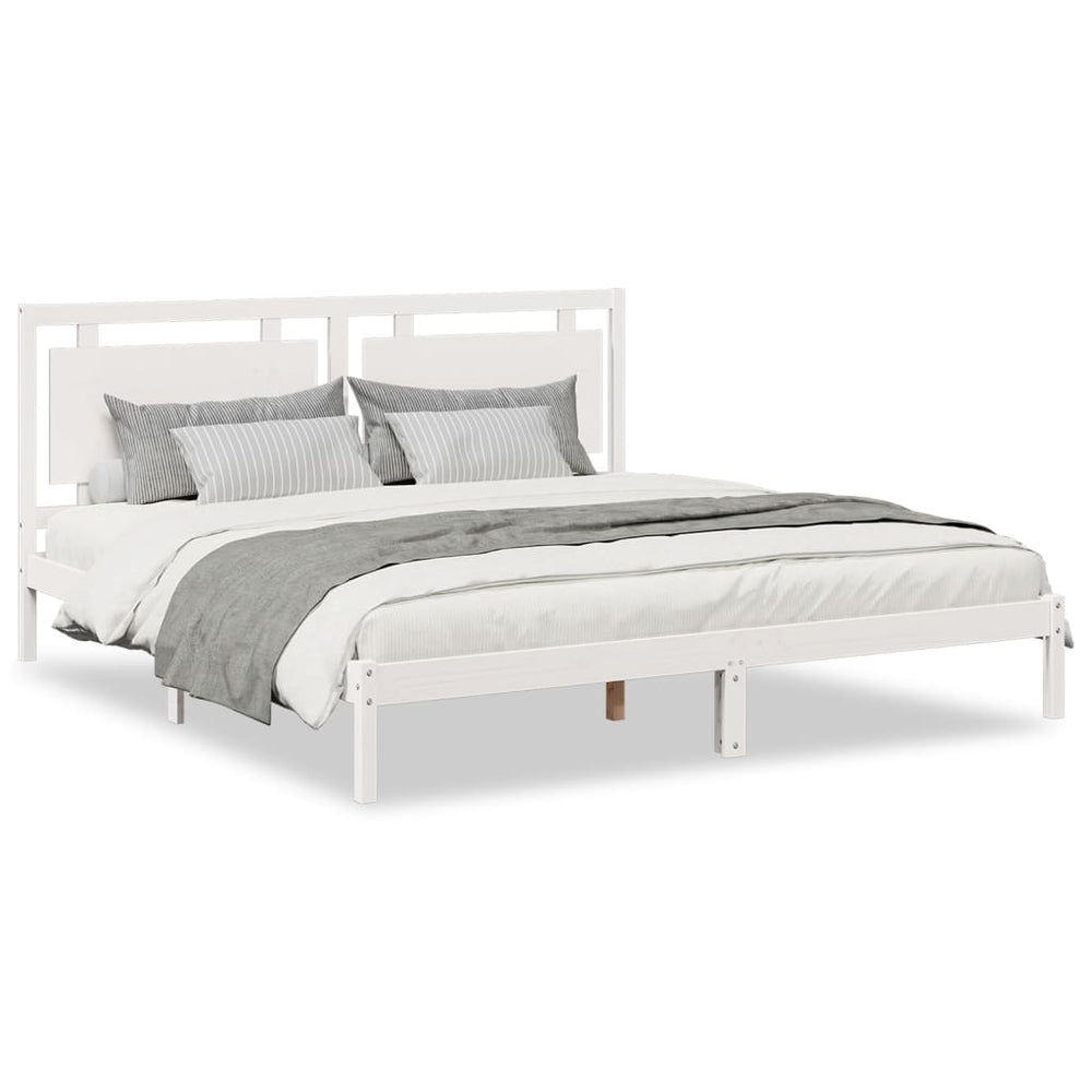 vidaXL Extra Long Solid Wood Bed without Mattress White 200x210 cm