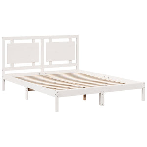 Extra Langes Massivholzbett 160x220 cm Weiß