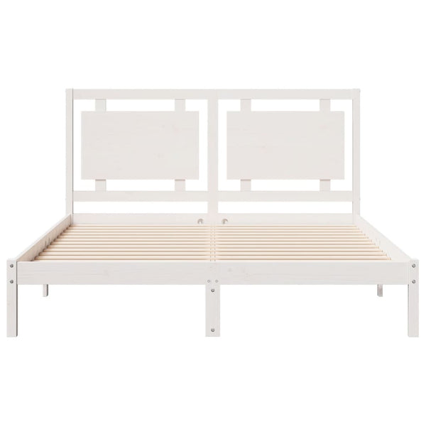 Extra Langes Massivholzbett 160x220 cm Weiß