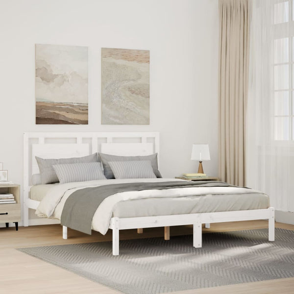 Extra Langes Massivholzbett 160x220 cm Weiß