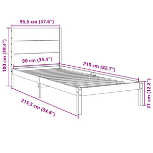 Massivholzbett 90x210 cm - Extra Lang