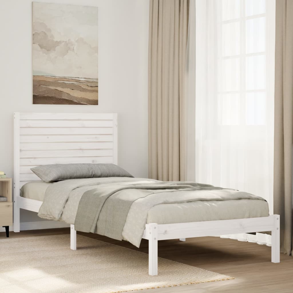Extra Langes Massivholzbett 90x210 cm - Weiß