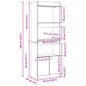 Highboard Weiß 63x33x180 cm