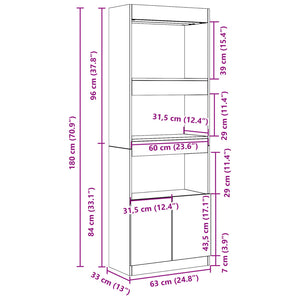 Highboard Betongrau 63x33x180cm