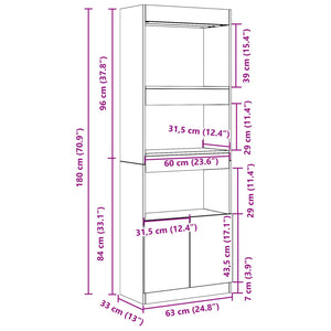 Highboard Räuchereiche 63x33x180 cm