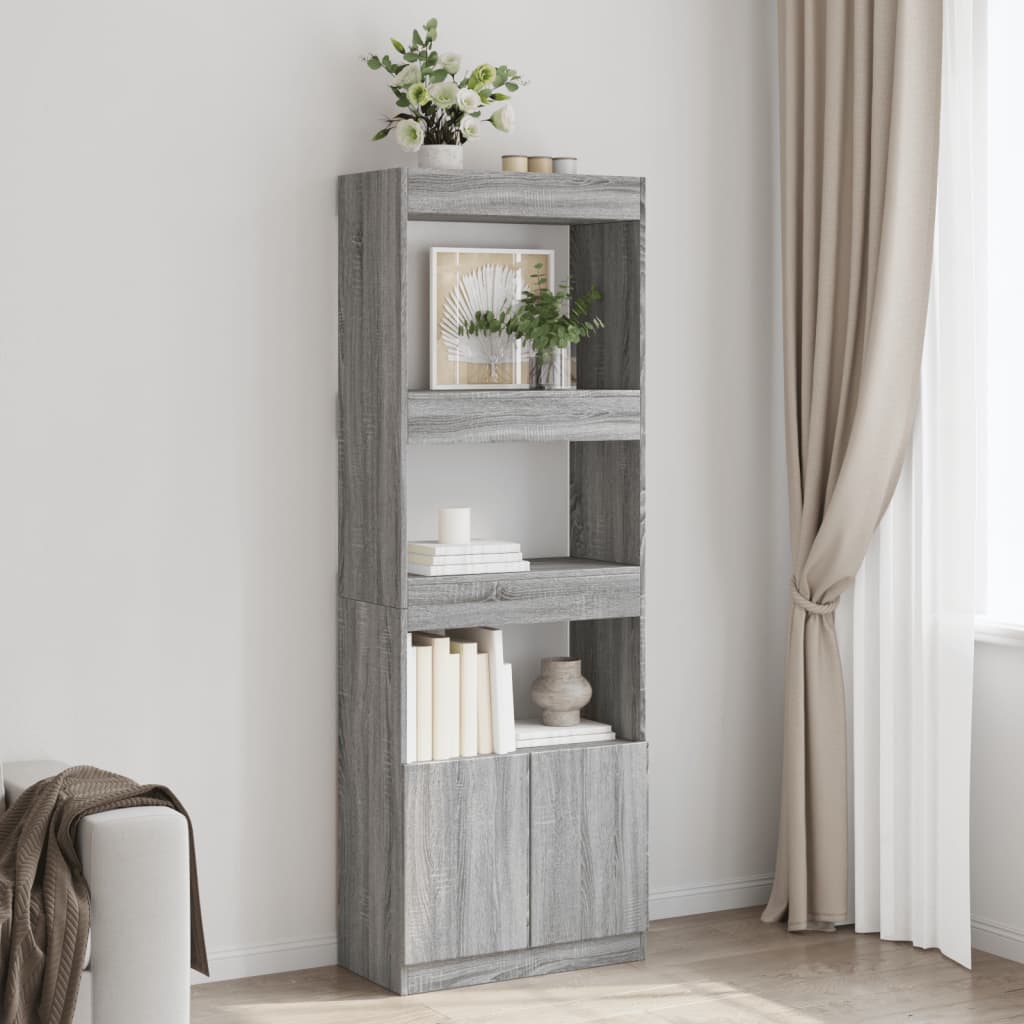 Graues Highboard Sonoma Holz 63x33x180 cm