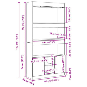 Highboard Sonoma Eiche 92x33x180 cm