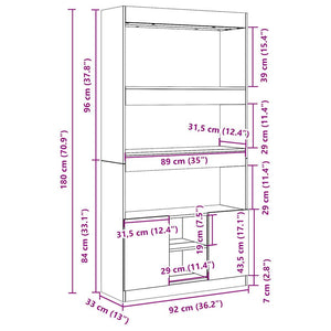 Highboard Betongrau 92x33x180 cm
