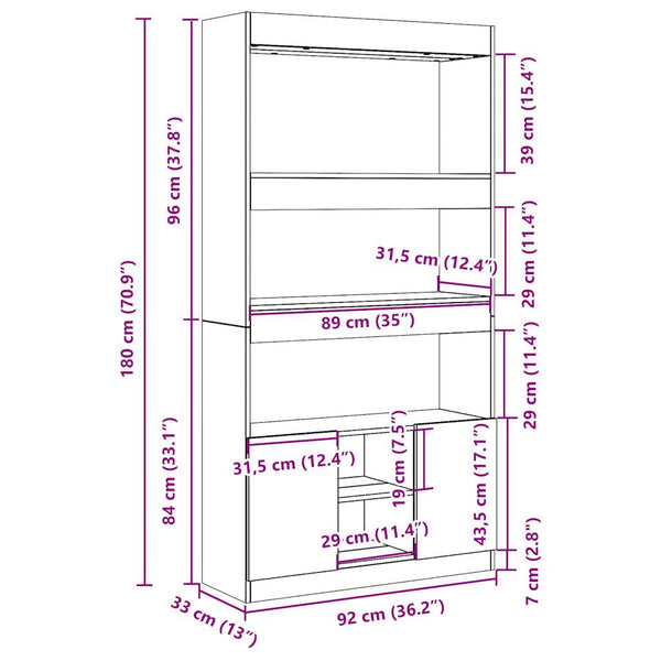 Highboard Betongrau 92x33x180 cm
