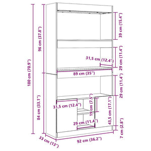Highboard Räuchereiche 92x33x180 cm