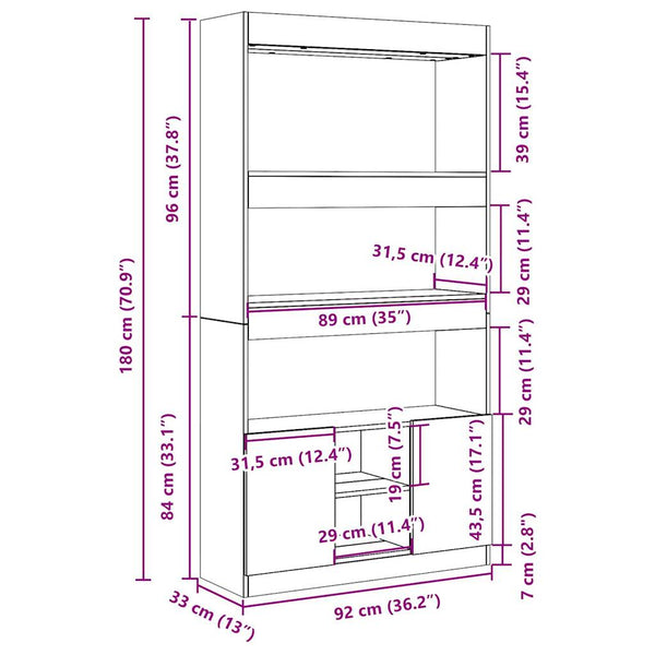 Highboard in Altholz-Optik, 180 cm