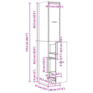 Apothekerschrank Altholz Optik 174,5cm