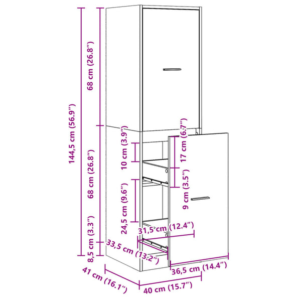 Apothekerschrank Sonoma-Eiche 40x144,5 cm