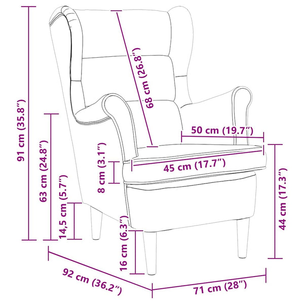 Dunkelbrauner Sessel Stoff 74x84x100 cm