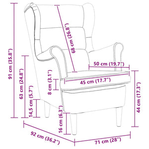 Creme Sessel Stoff 74x84x100 cm
