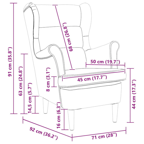Jeansblauer Stoff Sessel 74x84x100 cm
