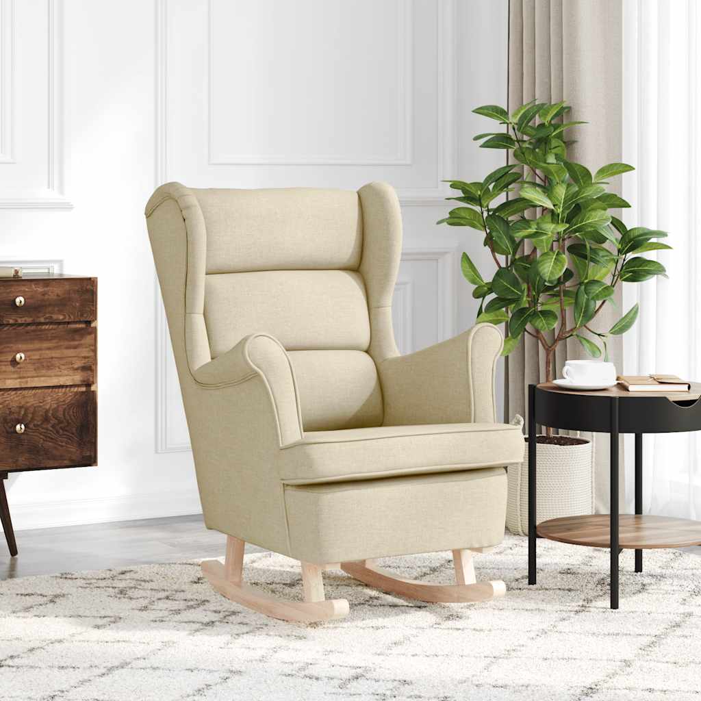 Schaukelsessel Creme Stoff 74x90x102 cm