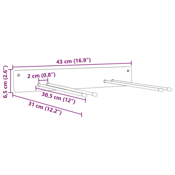 Gerätehalter Wandmontage Schwarz 4er Set