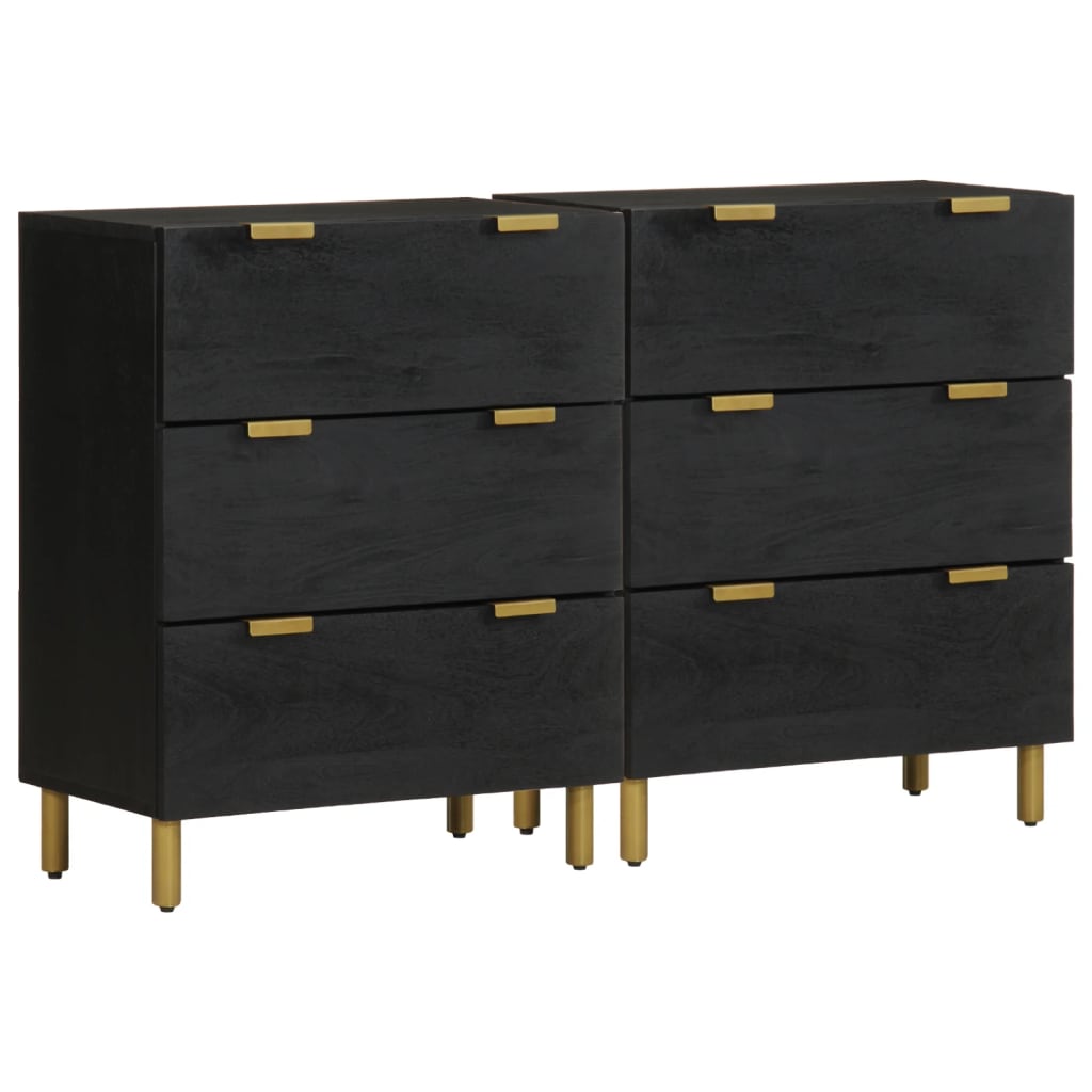 Schwarze Sideboards 60x33x75cm, 2er-Set