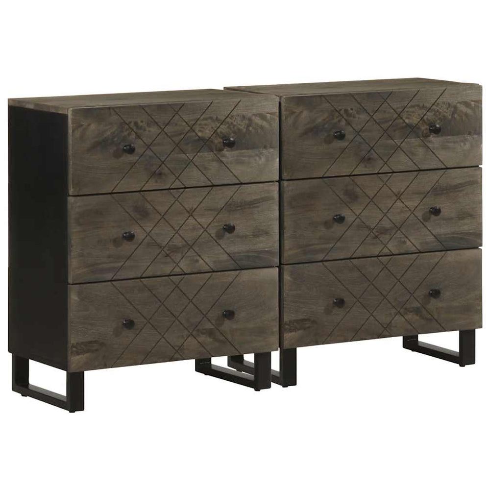 Schwarze Sideboards 60x33x75cm Mango Massivholz 2er Set