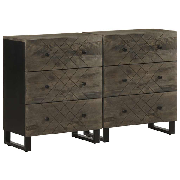 Schwarze Sideboards 60x33x75cm Mango Massivholz 2er Set