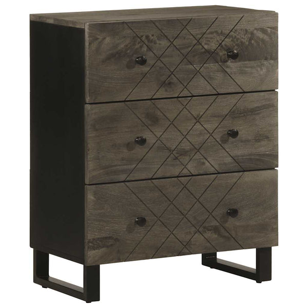 Schwarze Sideboards 60x33x75cm Mango Massivholz 2er Set