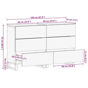 Schwarze Sideboards 60x33x75cm Mango Massivholz 2er Set
