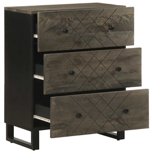Schwarze Sideboards 60x33x75cm Mango Massivholz 2er Set