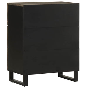 Schwarze Sideboards 60x33x75cm Mango Massivholz 2er Set