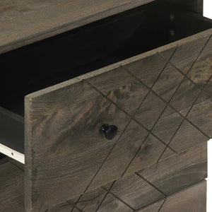 3er Set Sideboards Schwarz Mango Massivholz 60x33x75cm