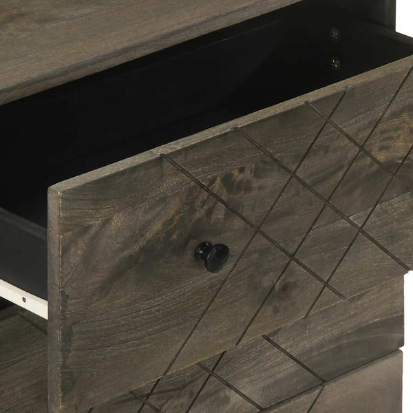 3er Set Sideboards Schwarz Mango Massivholz 60x33x75cm
