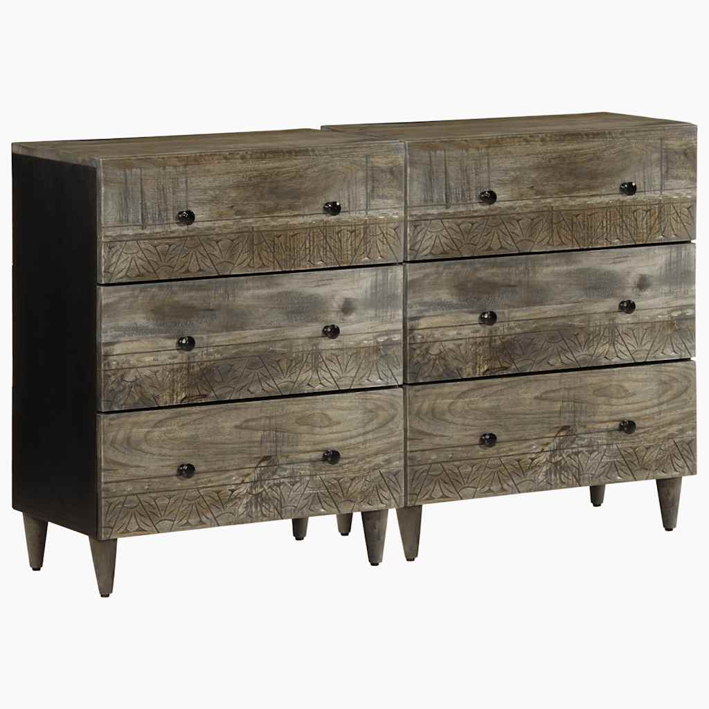 Sideboards 2er Set Hellgrau Mango Massivholz