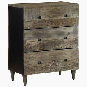 3er Set Sideboards Hellgrau Mango Massivholz