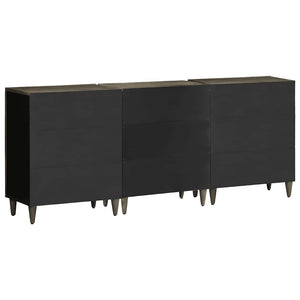 3er Set Sideboards Hellgrau Mango Massivholz