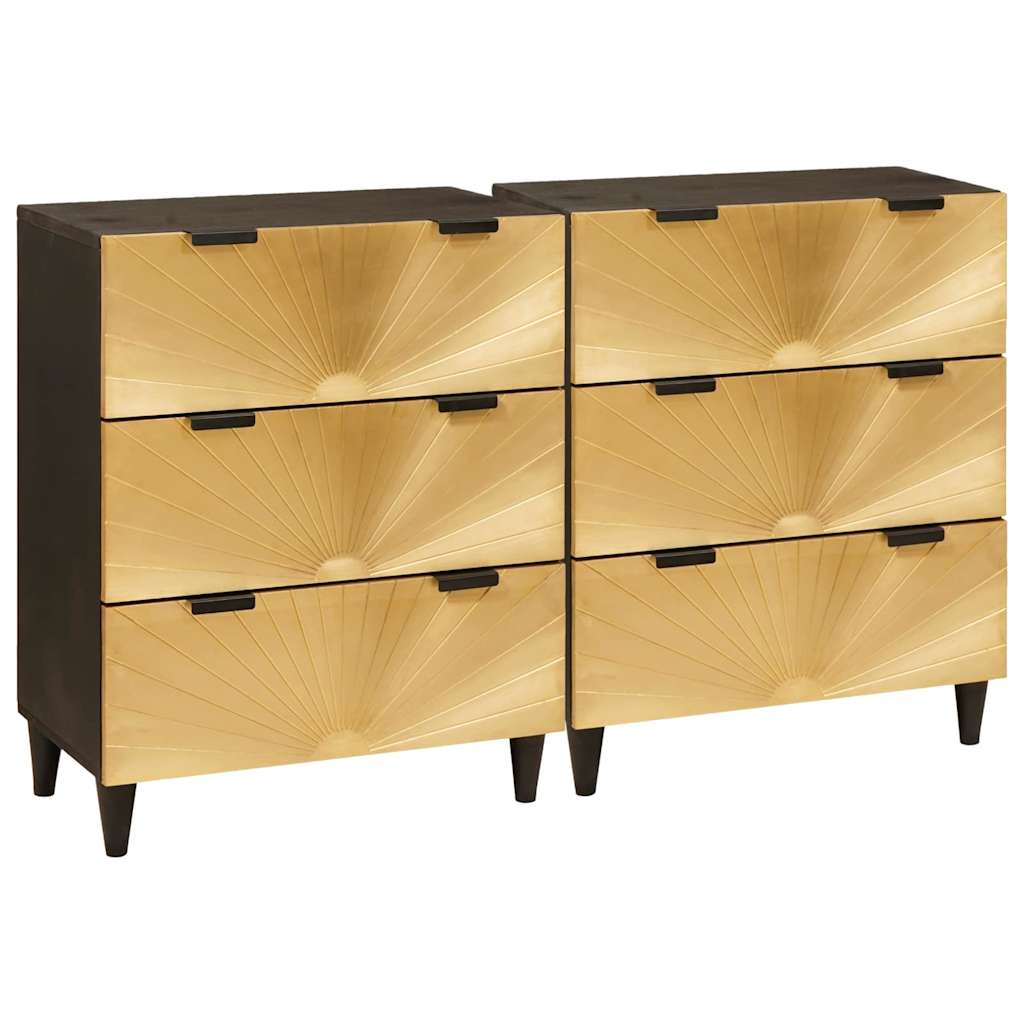 Schwarzes und goldenes Sideboard, 2er-Set