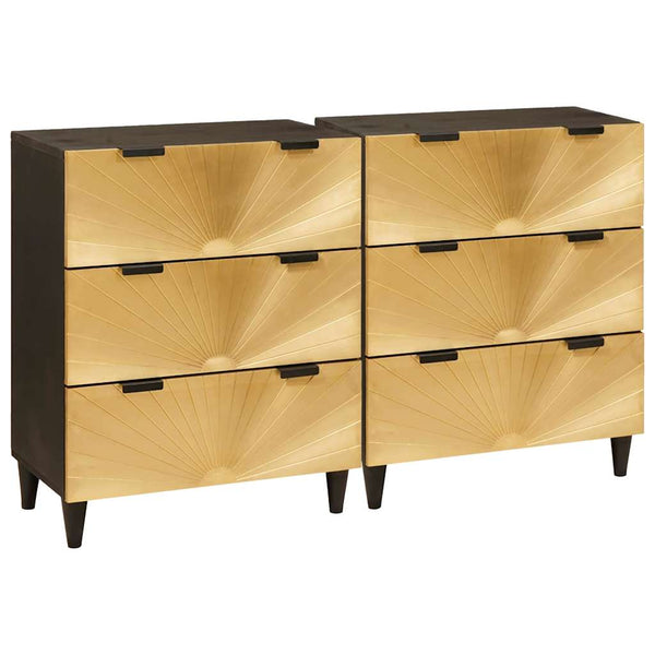 Schwarzes und goldenes Sideboard, 2er-Set