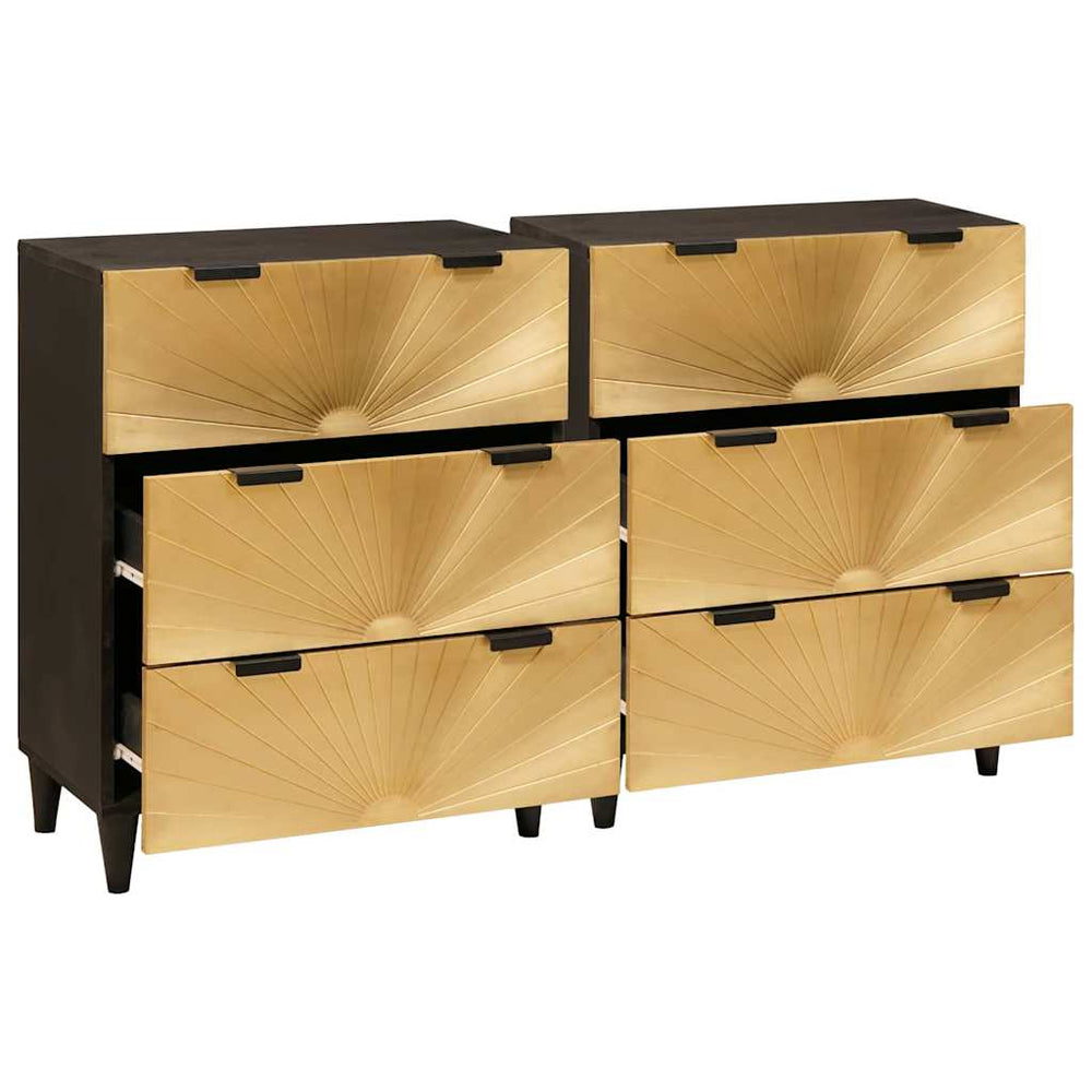 Schwarzes und goldenes Sideboard, 2er-Set