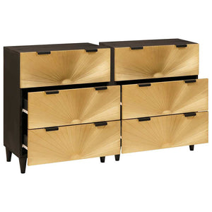 Schwarzes und goldenes Sideboard, 2er-Set