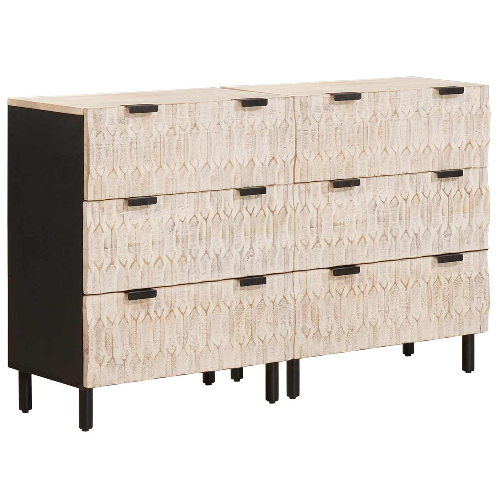 Sideboard 2er Set Weiß Gewaschen 60x33x75 cm