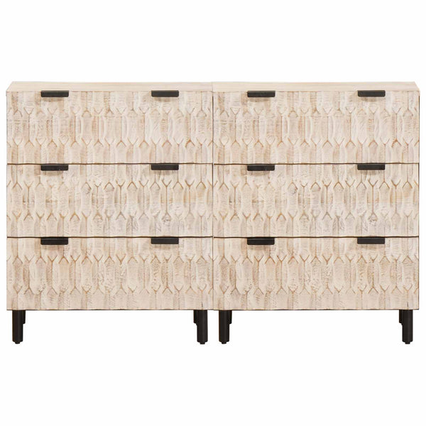 Sideboard 2er Set Weiß Gewaschen 60x33x75 cm