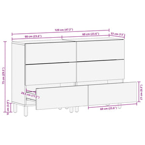 Sideboard 2er Set Weiß Gewaschen 60x33x75 cm