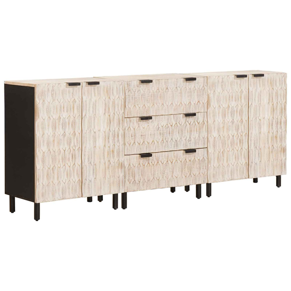 vidaXL Sideboard 3 pcs White Washed Finish 180 x 33 x 75 cm