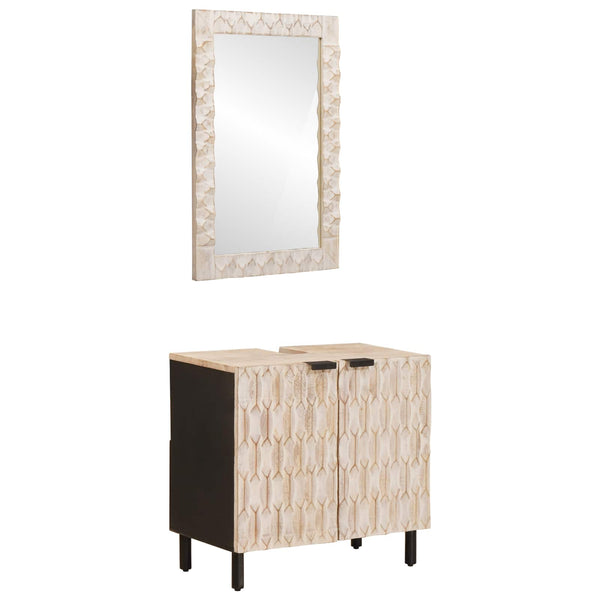 Badezimmer Set Mango Massivholz Weiß