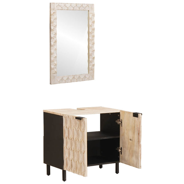 Badezimmer Set Mango Massivholz Weiß