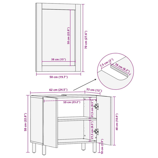 Badezimmer Set Mango Massivholz Weiß
