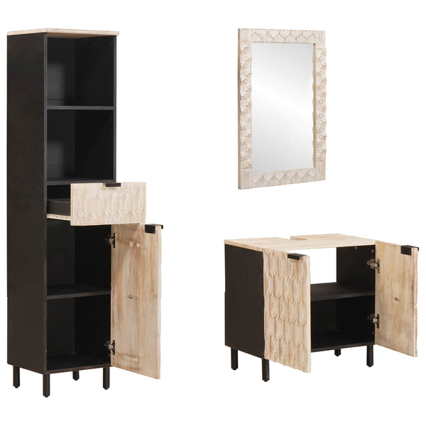 Badezimmer Set mit Regal, 3-teilig, Weiß