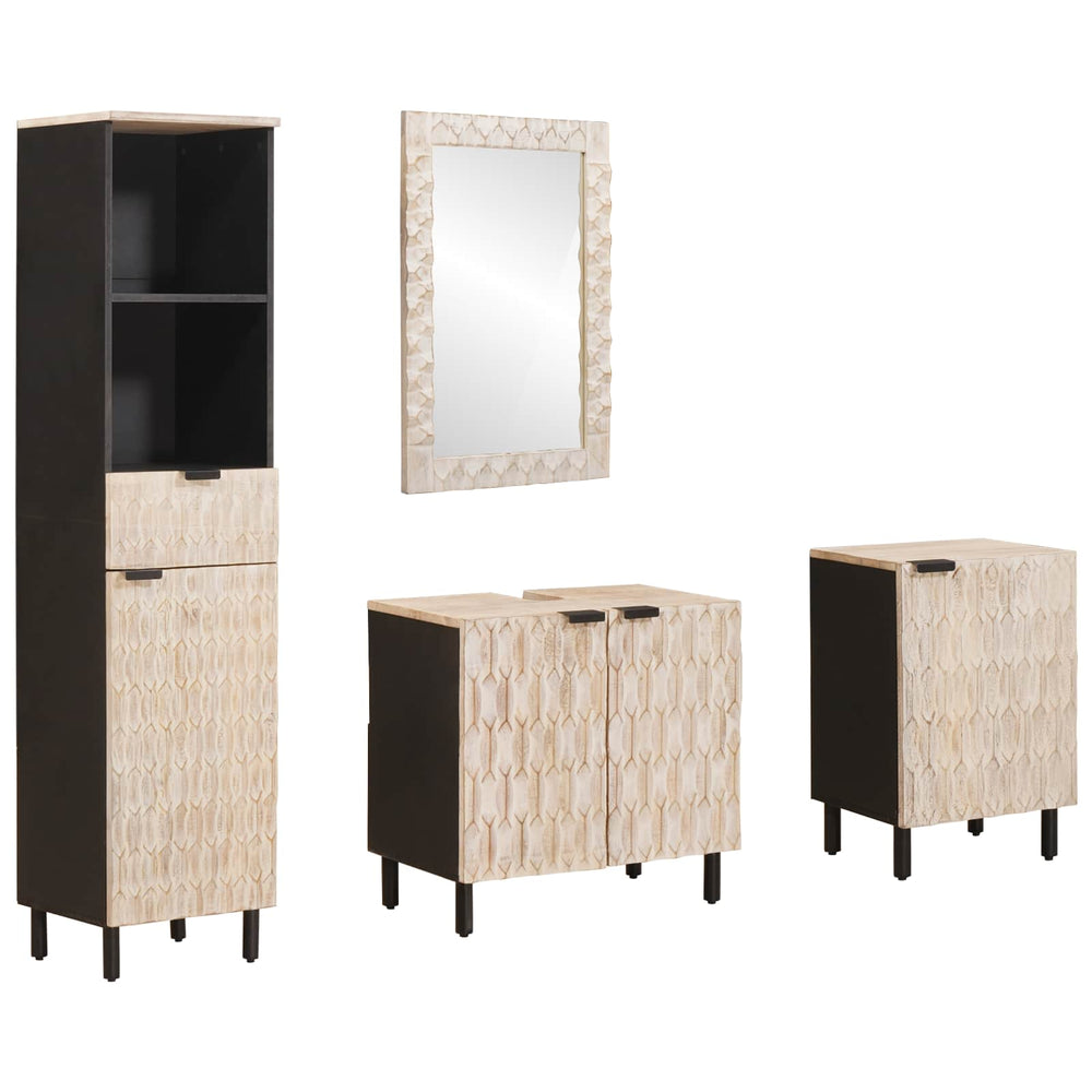 vidaXL Ensembles de salle de bain avec étagère 4 pcs Finition blanc délavé